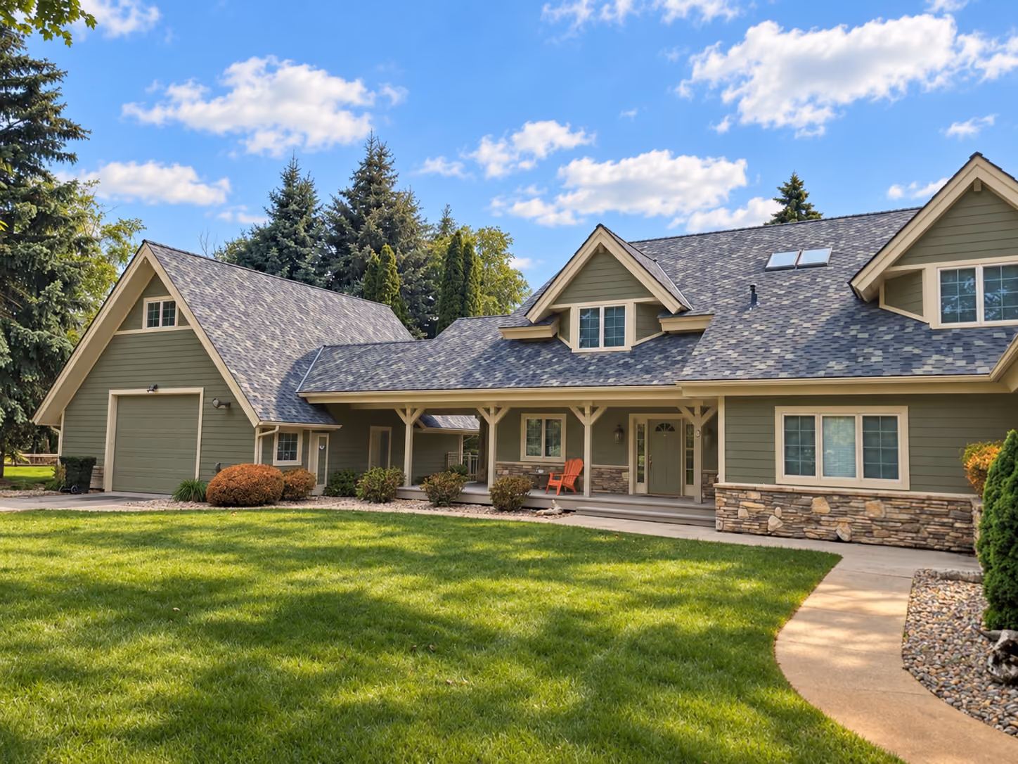 Architectural shingle roof with valleys and dormers, South Anchorage