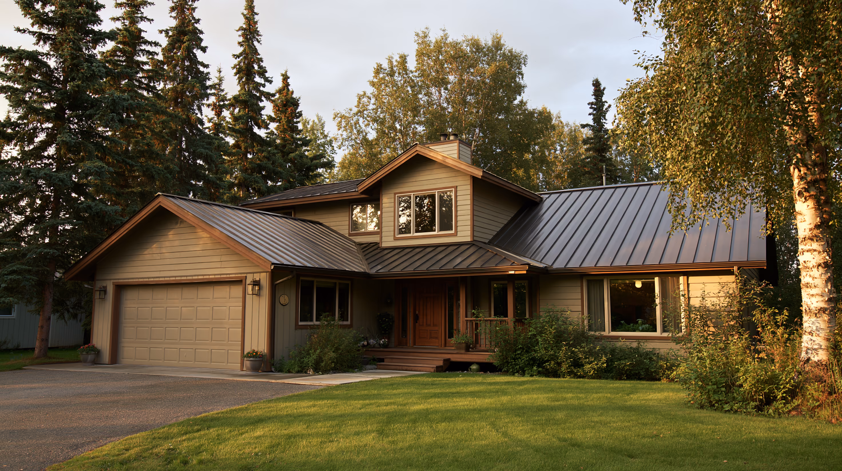 Completed metal roof on an Alaska home